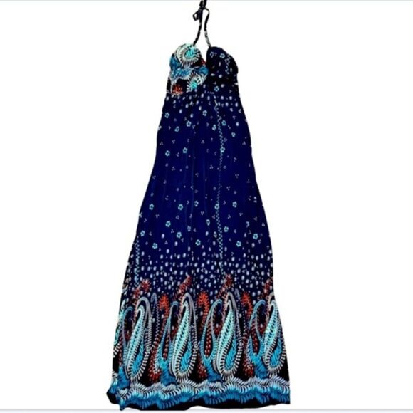 Paisley halter maxi sundress small bohemian empire waist boho sexy retro boho - Picture 1 of 1
